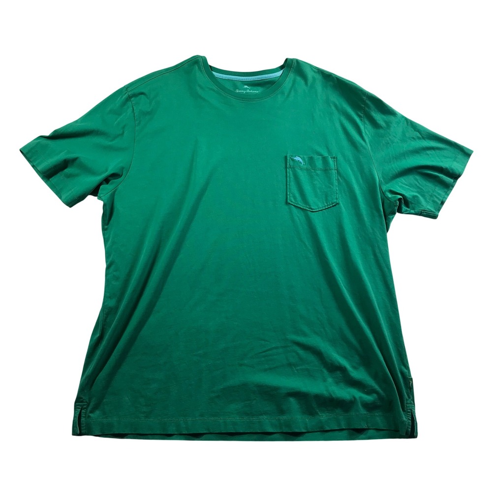 Tommy Bahama Relax Mens XXL Green Pima Cotton Short Sleeve Pocket T-Shirt Logo